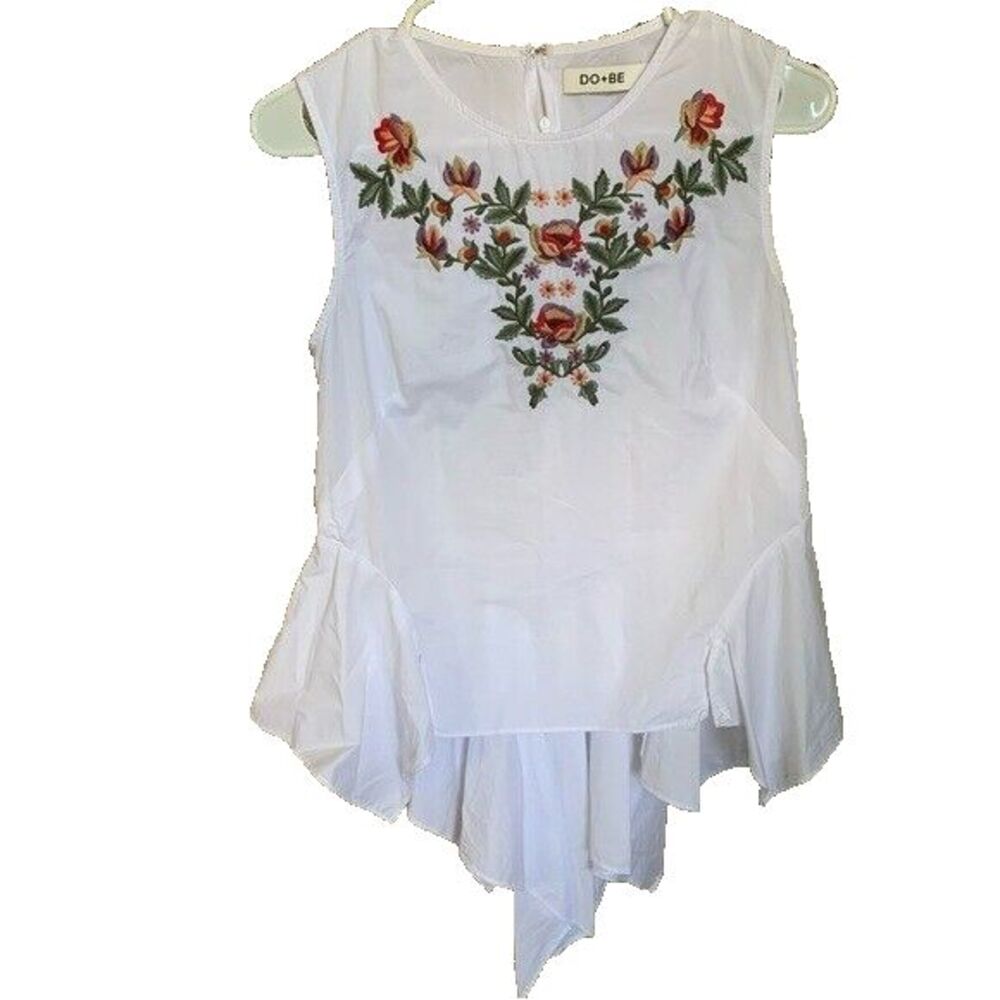 DO+BE Embroidered Summer Floral Tank Top - Women Size Small
